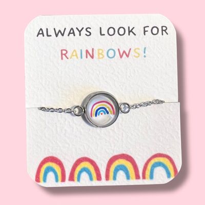 Children's Stainless Steel Bracelet, Rainbow / "Always look for rainbows!"