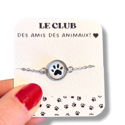 Children's stainless steel black cat paw bracelet