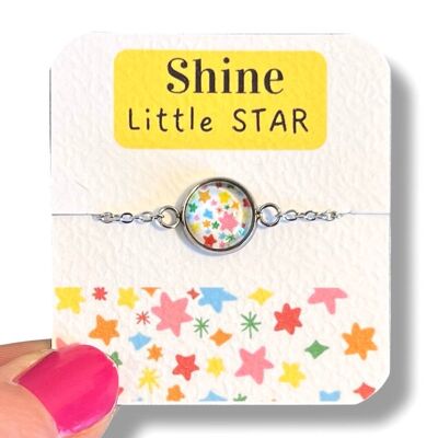 Bracciale per bambini in acciaio inossidabile con stelle multicolori
