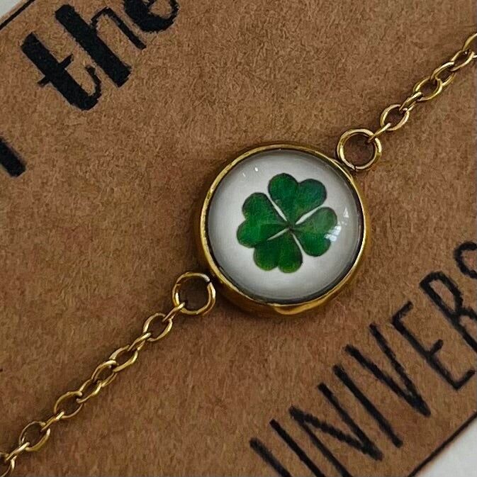 Bracelet Trèfle à Quatre Feuilles, finition dorée ou argentée