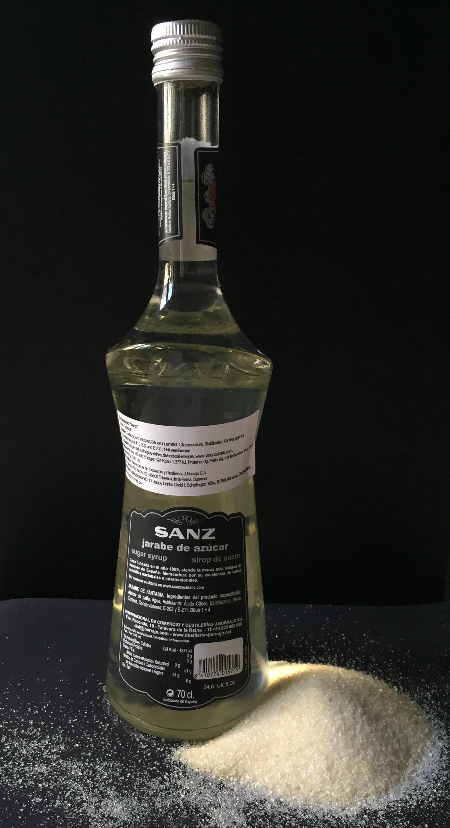 Weißer Rohrzucker Sirup Sanz / Zuckersirup , alkoholfrei. 0,7l