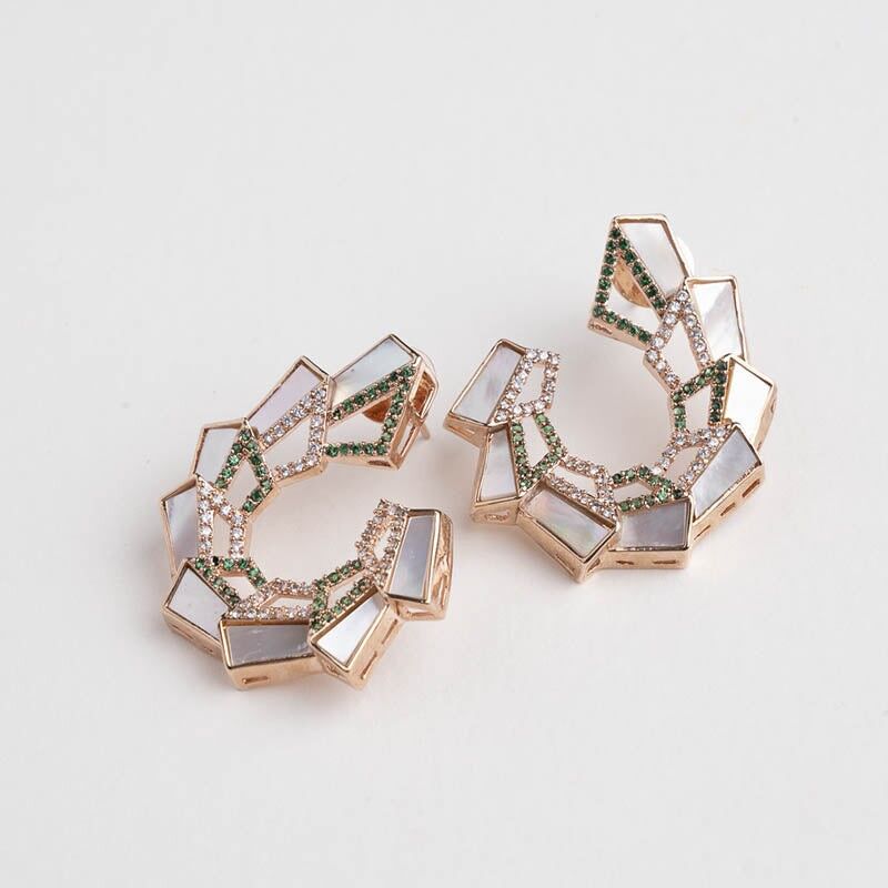 Vintage Deluxe Rann Ohrringe Roségold Perlmutt und Zirkonia