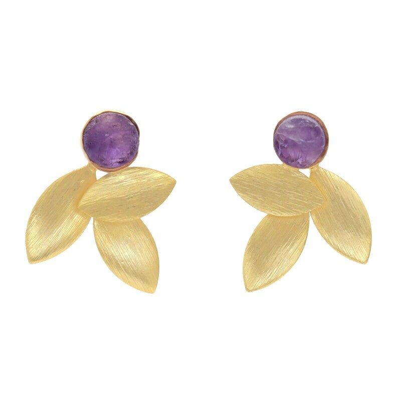 Ed Leinen Ohrringe. Limitierter rauer lila Amethyst