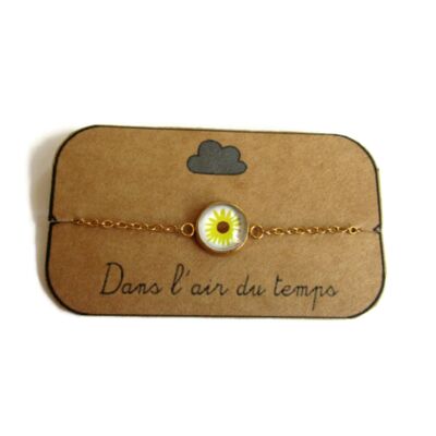 Bracciale girasole, finitura oro o argento