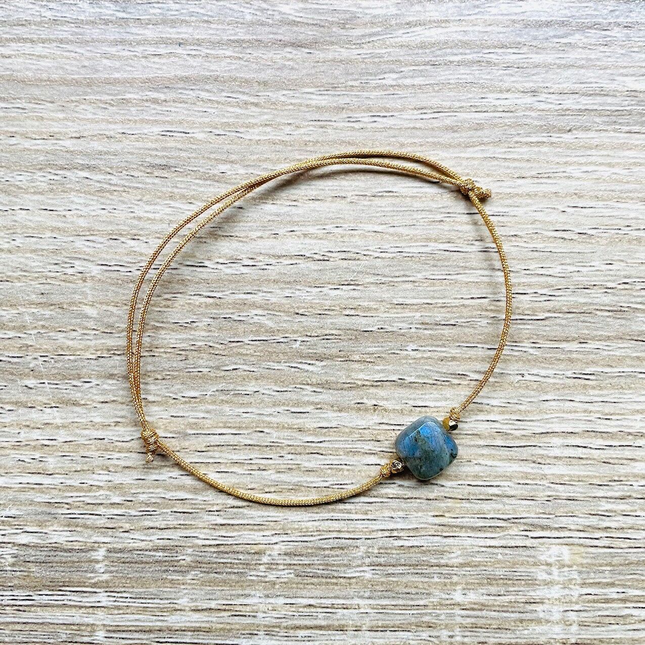 Carrie Labradorite Bracelet Adjustable Gold Cord