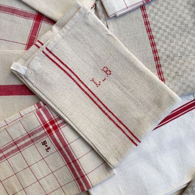 Paño de cocina vintage a rayas - Tiza - Diseños variados