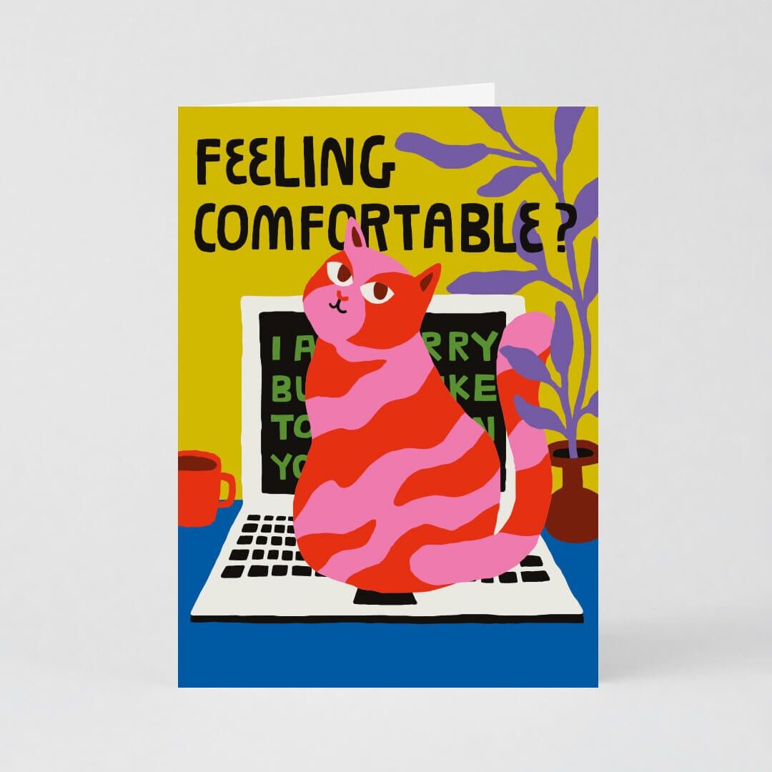 Kunstkarte (gefaltet) + Umschlag - Bequeme Katze (13x18cm / 5x7in)