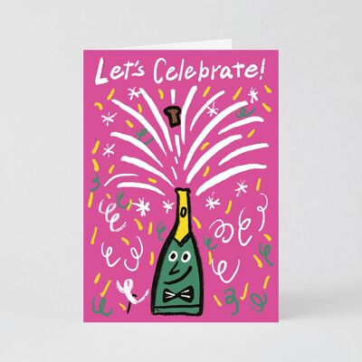 Tarjeta de felicitación (plegada) + sobre - Cumpleaños - Champán (11 x 15 cm / A6)