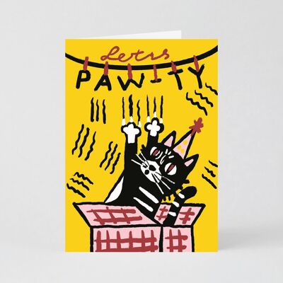 Tarjeta de felicitación (plegada) + sobre - Cumpleaños - Paw-ty Cat (11 x 15 cm / A6)