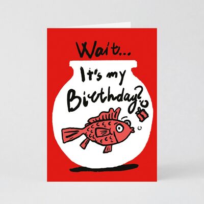 Greeting Card (Folded) + Envelope - Birthday - Wait Fish (11x15cm / A6)