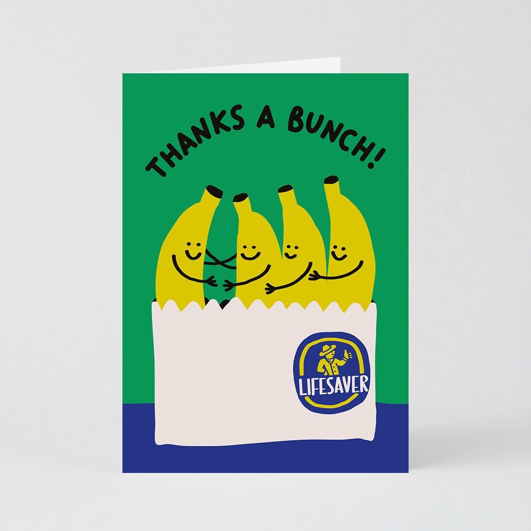 Biglietto d'auguri (piegato) + busta - Grazie - Salvagente (11x15 cm / A6)