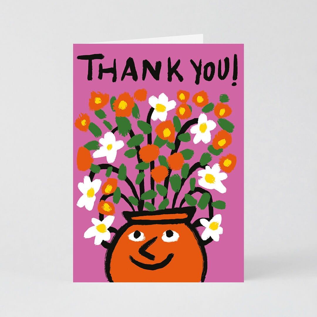 Grußkarte (gefaltet) + Umschlag - Dankeschön - Happy Vase (11x15cm / A6)