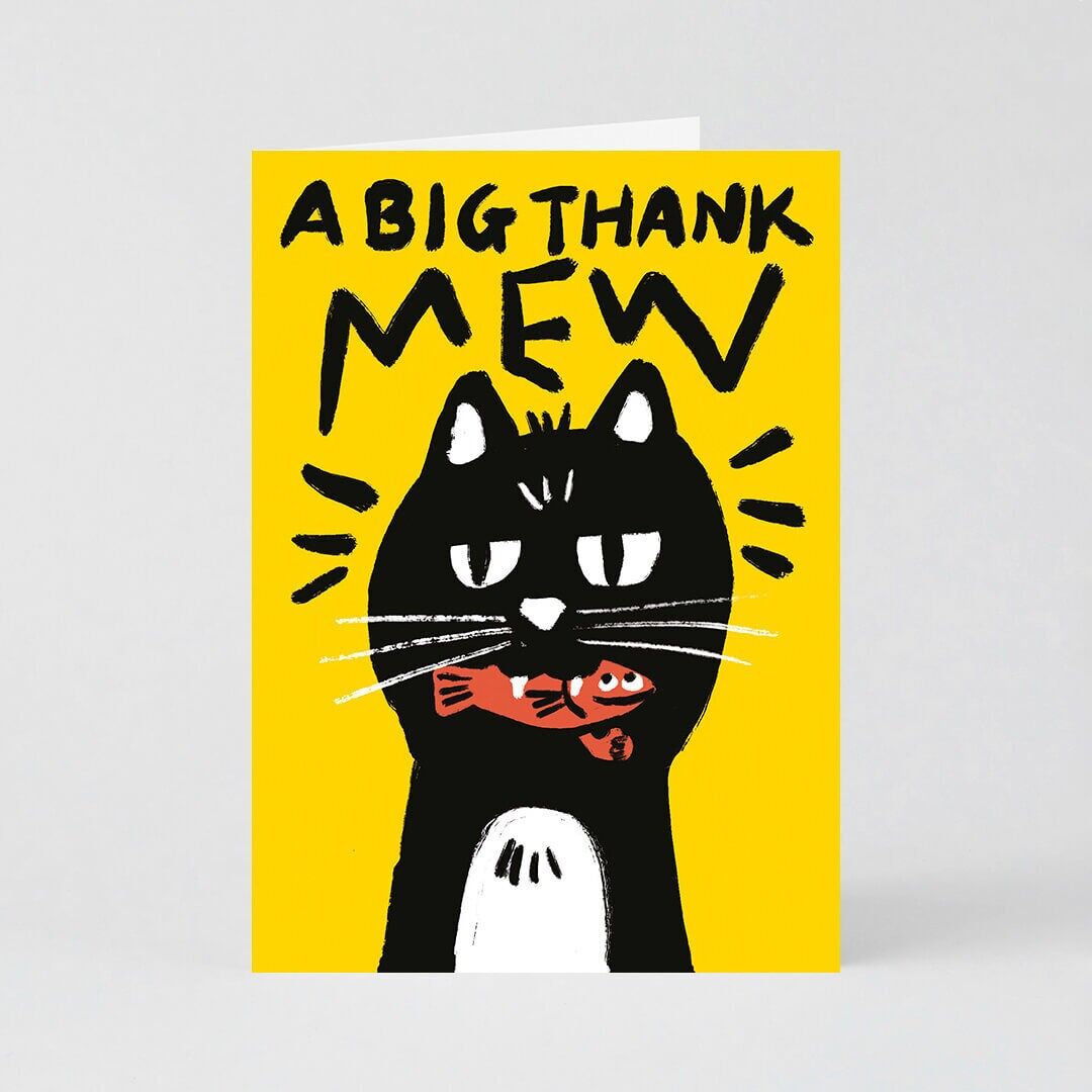 Grußkarte (gefaltet) + Umschlag – Danke – Ein großes Dankeschön, Mew Cat (11 x 15 cm / A6)