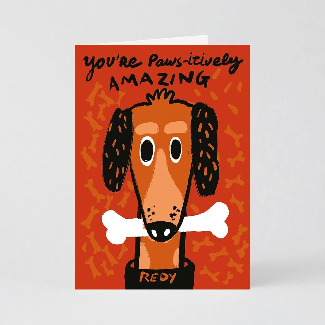 Grußkarte (gefaltet) + Umschlag – Danke – Paws-itively Dog (11x15cm / A6)