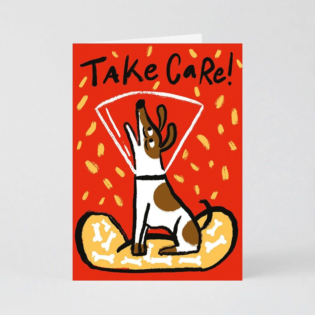 Grußkarte (gefaltet) + Umschlag - Take Care (11x15cm / A6)