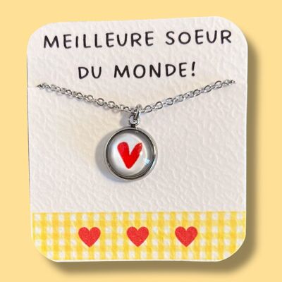 Red Heart Children's Necklace / Best Sister in the World!
