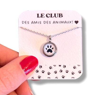Black cat paw children's necklace