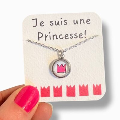 Children's Pink Crown Necklace / I am a princess