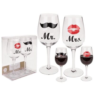 Copa de vino, Sr. y Sra., con labios besándose y