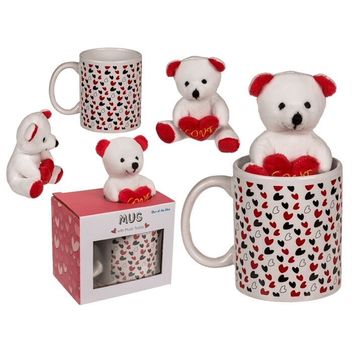 White mug with little hearts &