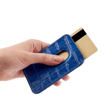 iPhone MagSafe Wallet - cuir avec gaufrage croco bleu 3