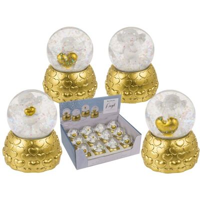 Snow globe, favorite angel, on gold.base