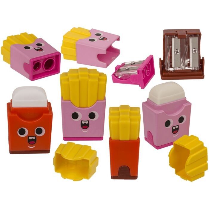 Gomma e temperamatite doppio, "patatine fritte"