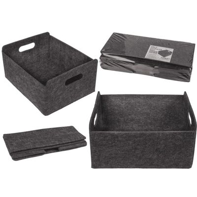 Boîte de rangement en feutre gris foncé,