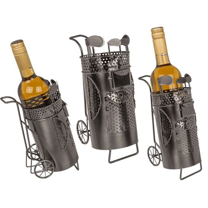 Porta bottiglia in metallo, sacca da golf,