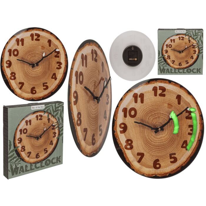 Glass wall clock, tree disc, 27 x 30 x 4 cm,