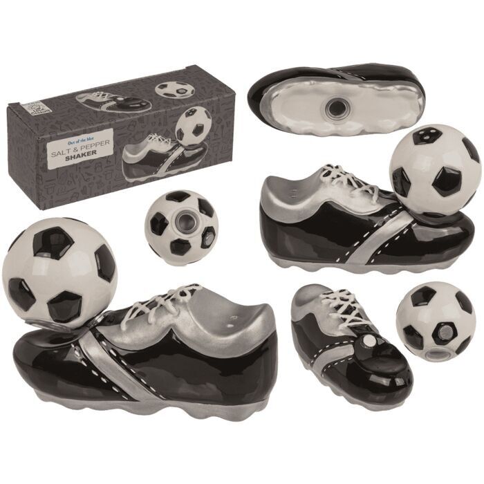 Salt & pepper shakers, football & shoe,