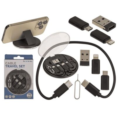 Kit de voyage avec câble, adaptateur : USB C vers USB, Lightning