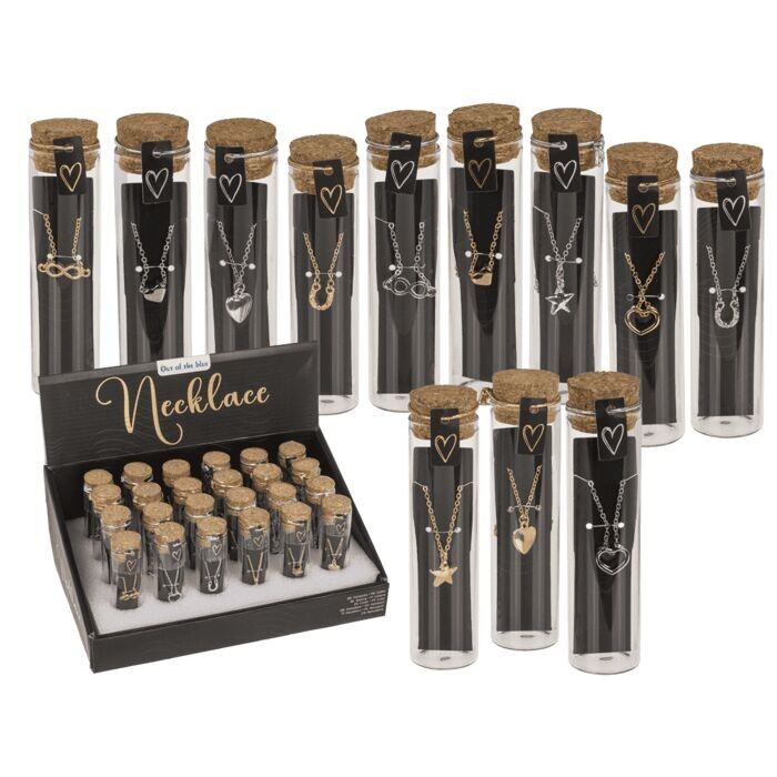 Collana in bottiglia di vetro con tappo di sughero,