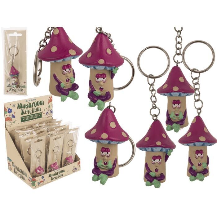 Metal keychain, mushroom,