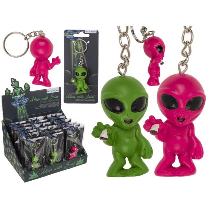 Metal keychain, alien with joint,
