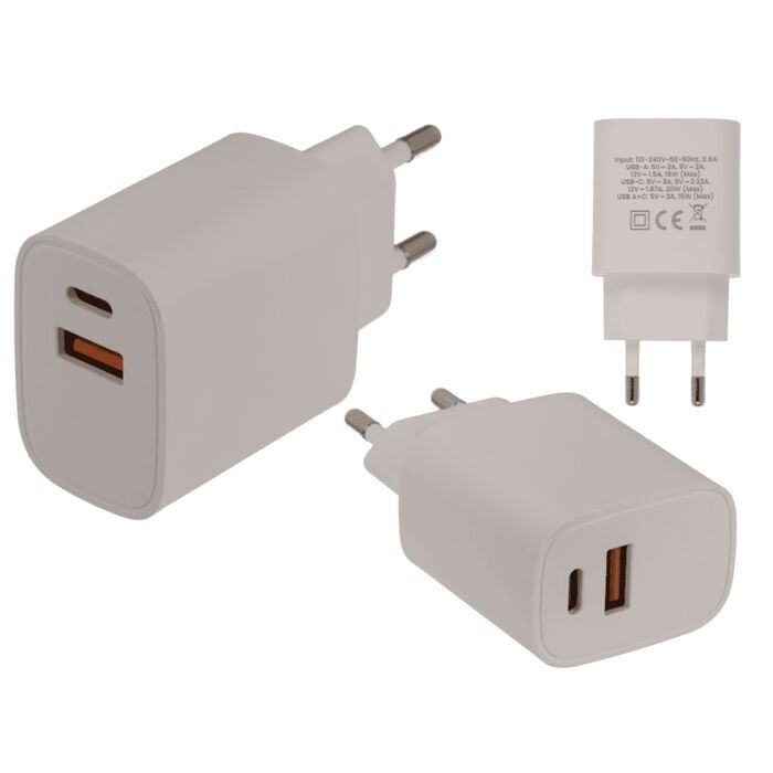 Fast charging adapter - USB A + USB C,