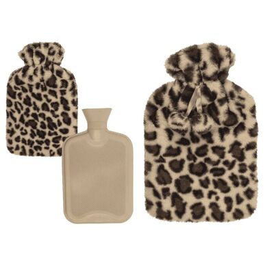 Hot water bottle with plush cover & pompoms,