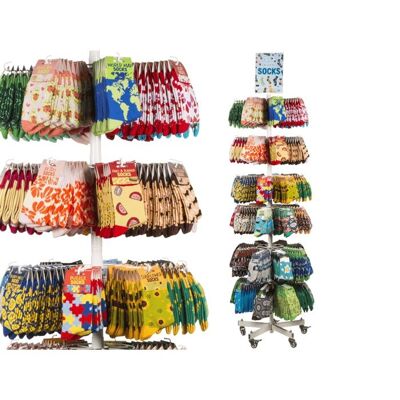 Présentoir au sol, support rotatif, 6 anneaux avec 8 crochets chacun,