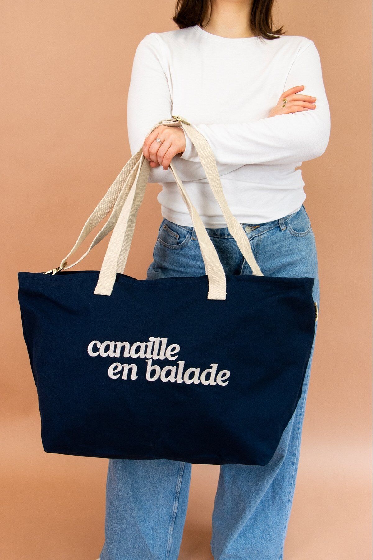 Sac week-end marine brodé CANAILLE EN BALADE