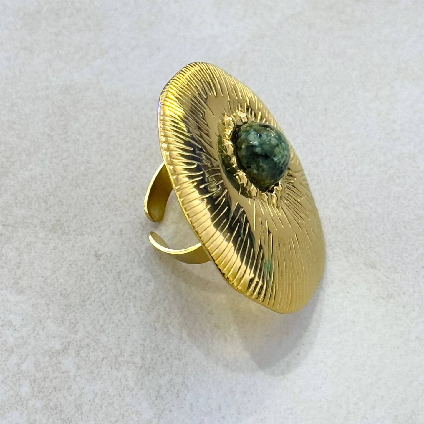 Anello regolabile Evora in acciaio inossidabile con pietre minerali