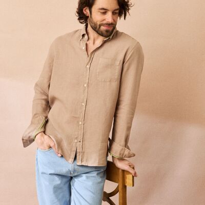 Camicia in lino BALI marrone freddo