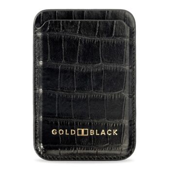 iPhone MagSafe Wallet - cuir avec gaufrage crocodile, noir 1