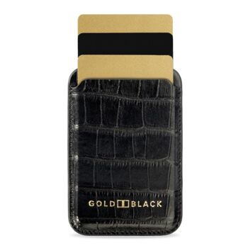 iPhone MagSafe Wallet - cuir avec gaufrage crocodile, noir 2
