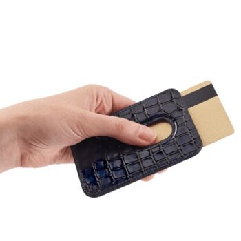 iPhone MagSafe Wallet - cuir avec gaufrage crocodile, noir 3