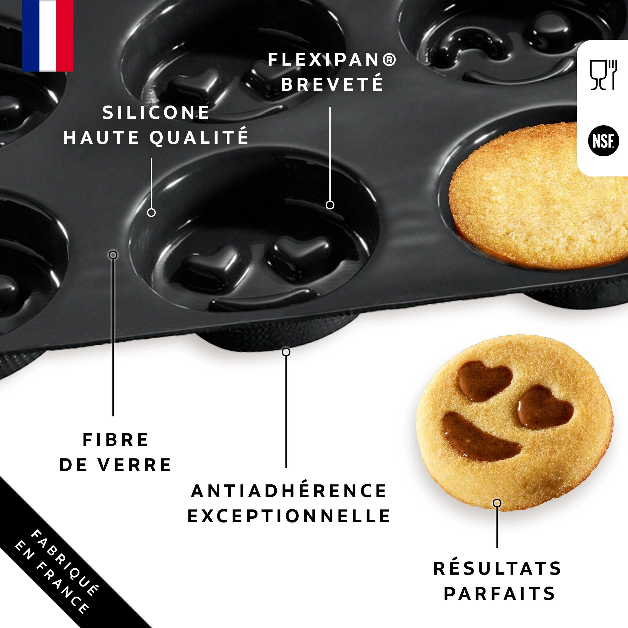Moule 6 smileys Flexipan®