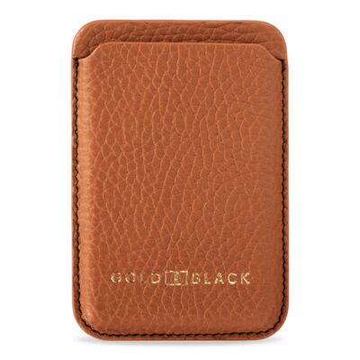 iPhone MagSafe Wallet - cuir avec gaufrage nappa marron
