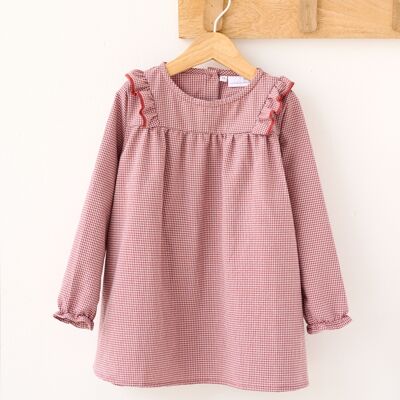 Robe fille en vichy marron