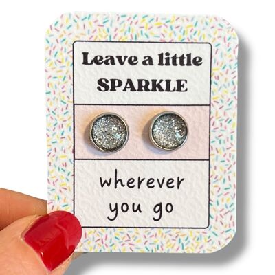 Orecchini a bottone con paillettes argento per bambini / Lascia un po' di brillantezza