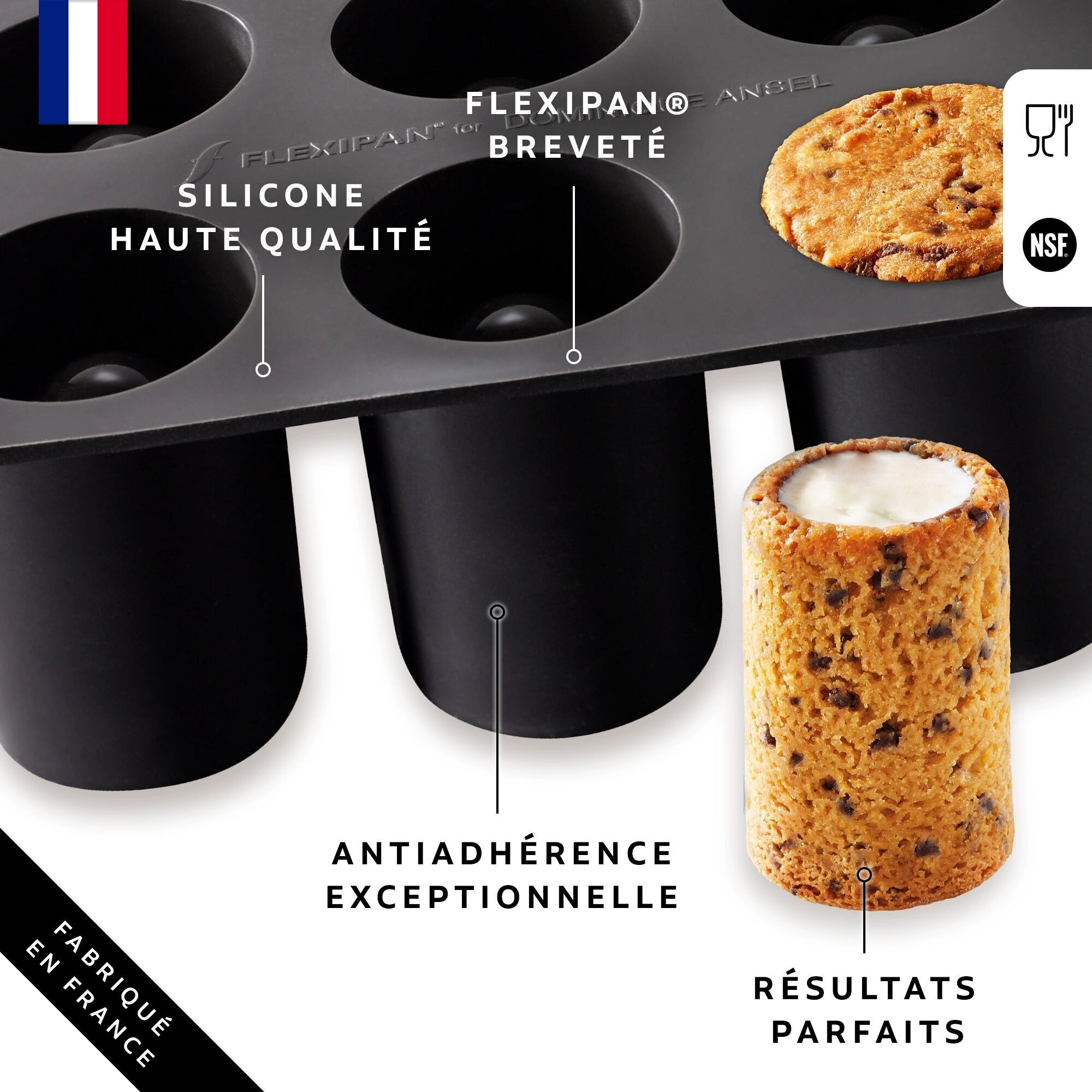 Molde Flexipan® Cookie Shot de Dominique Ansel - Fabricado en Francia