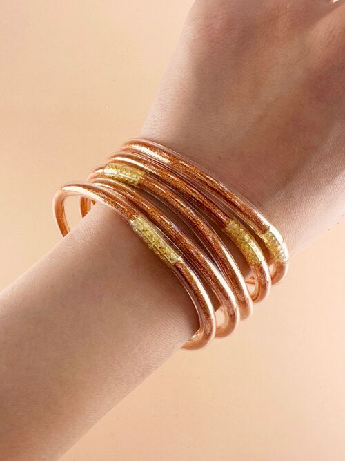 Bracelet Jonc Bouddhiste Paillette Orange